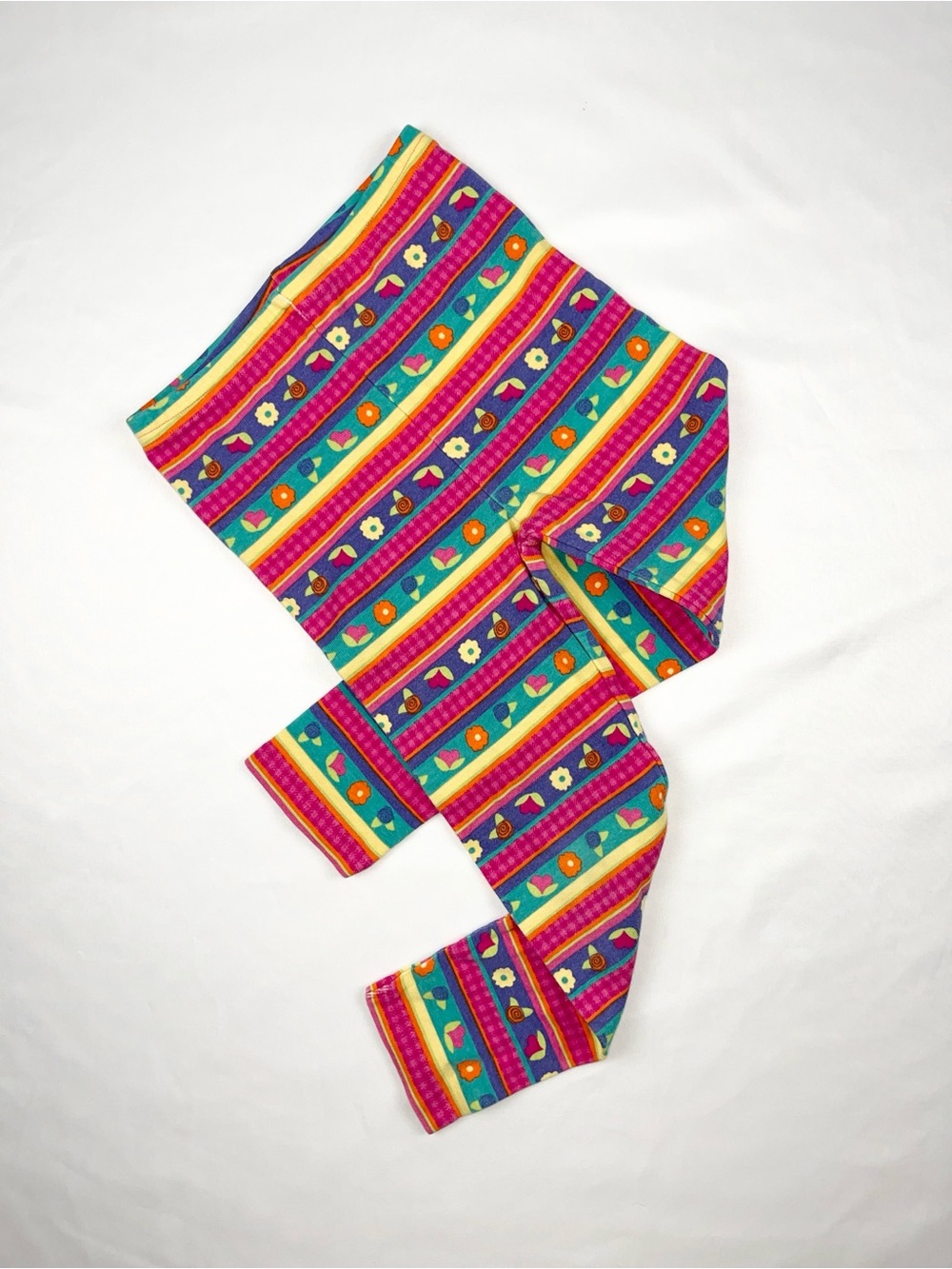 Gymboree 1990s Multicolor Cotton Floral Stripe Leggings Large - Picture 4 of 9